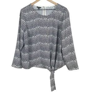 Talbots Shirt Womens 2XP‎ Plus Petites Black White Long Sleeve Blouse